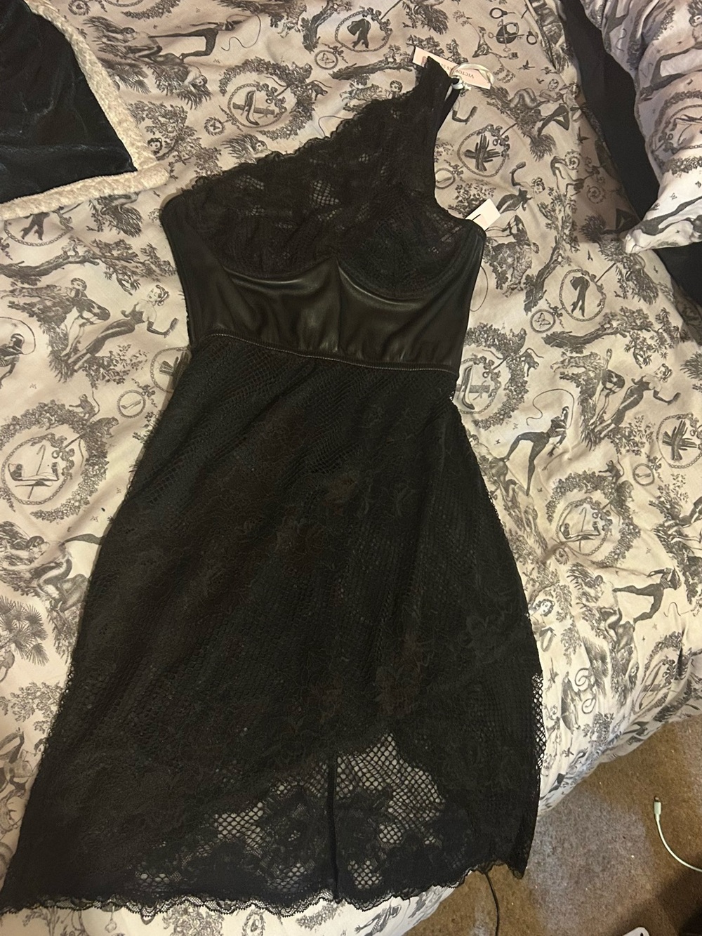 Victoria’s Secret Faux Leather and Fishnet Corset Dress